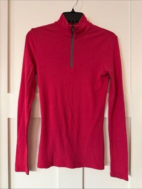 Women's Long-Sleeve Half-Zip Pullover in Fuchsia Bodyfit Basics 200